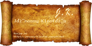 Jánossy Kleofás névjegykártya
